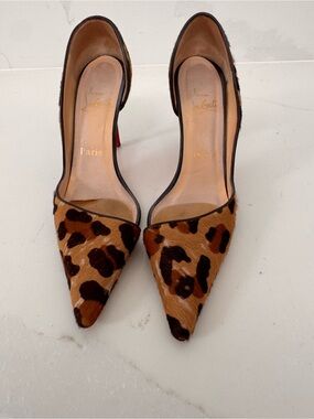 Christian Louboutin Leopard-Print Pointed-Toe Pumps - Brown & Black 38
